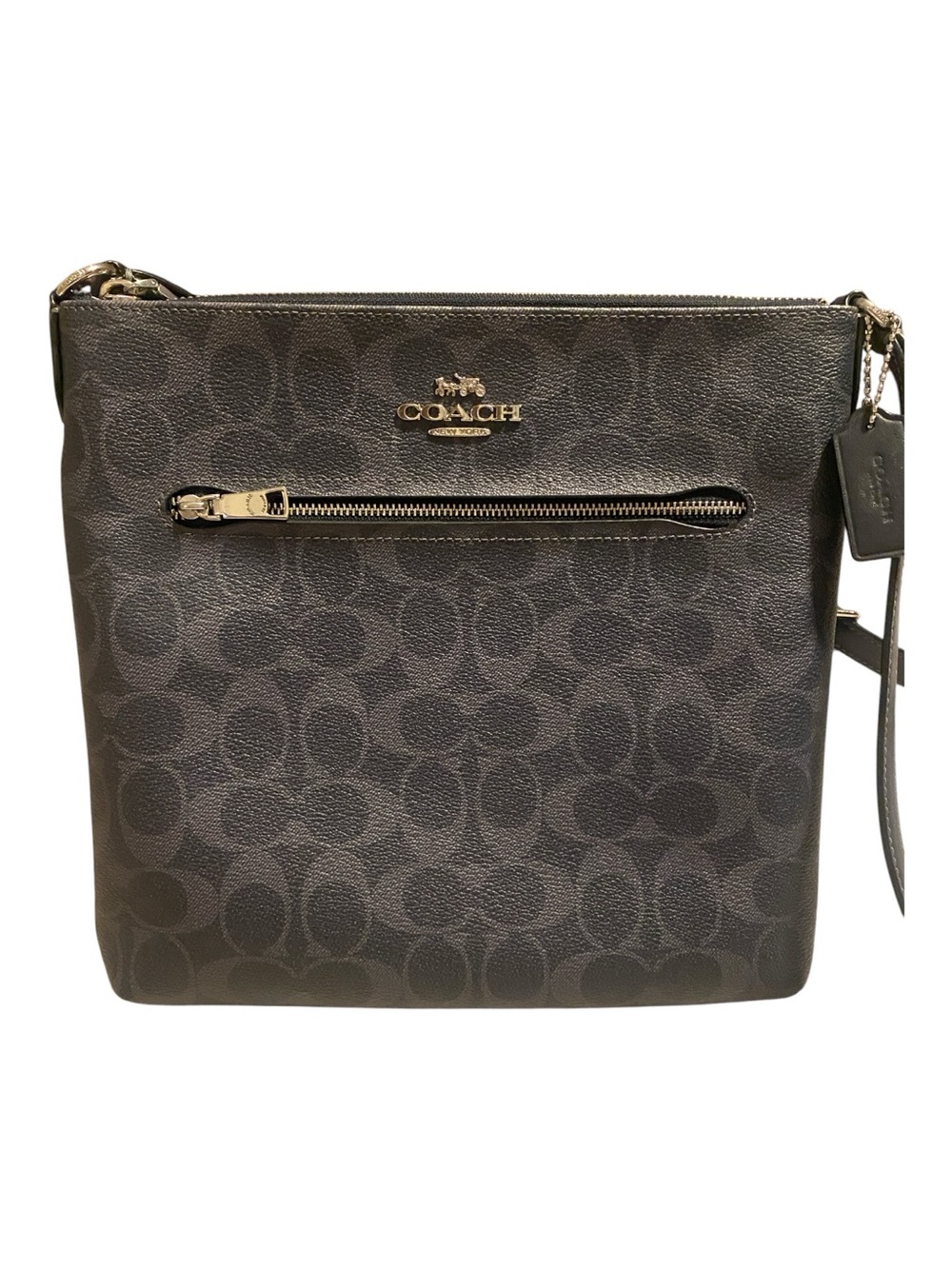 Coach Rowan File Navy Blue Signature Crossbody with Silver Hardware